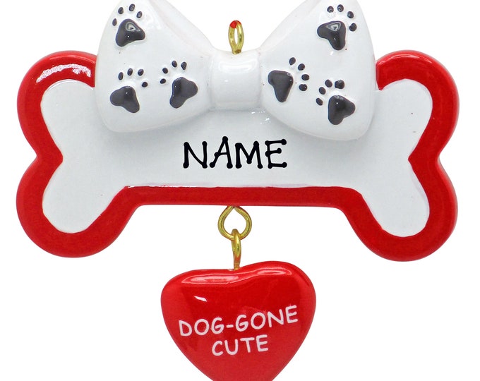 Dog Gone Cute Ornament - Dog Bone Ornament Custom Dog Ornament Dog Lover Gift Cute Dog Bone With Dangling Heart Personalized Pet Lover Gift