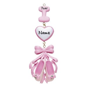 Ballerina Christmas Ornament Personalized For Kids - I Love Ballet Ornament - Pink Ballet Slippers - Girls Custom Dance Ornament With Name