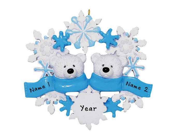 Polar Bear Ornament - Couple Christmas Ornament 2023 - Personalized Snowflake Ornament - Family of 2 Christmas Ornament - Christmas Together