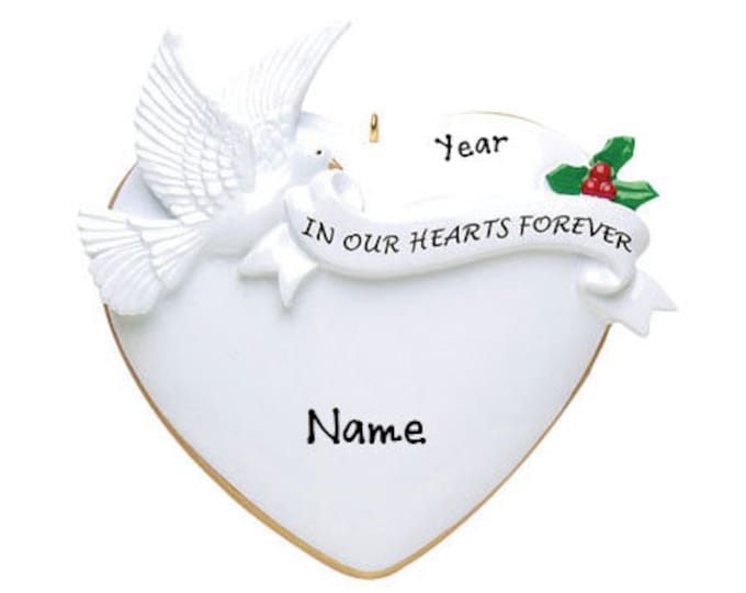 Personalized Memorial Christmas Ornament - In Our Hearts Forever Memorial Ornament - Christmas In Heaven - Personalized Memorial Gift