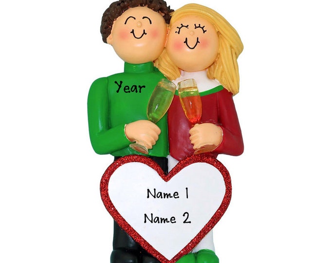 Anniversary Ornament - Champagne Toast Anniversary Gift - Wedding Anniversary - Anniversary Keepsake - Blonde Hair - Wedding Celebration