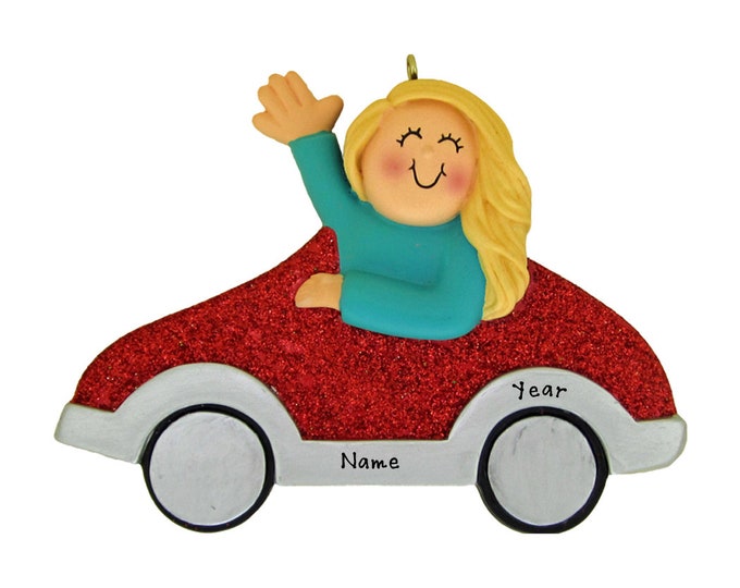 Personalized New Driver Ornament - Driver's License Ornament - Gift For Blonde Teenage Girl, 2025 Student Driver Ornament With Name, New Car