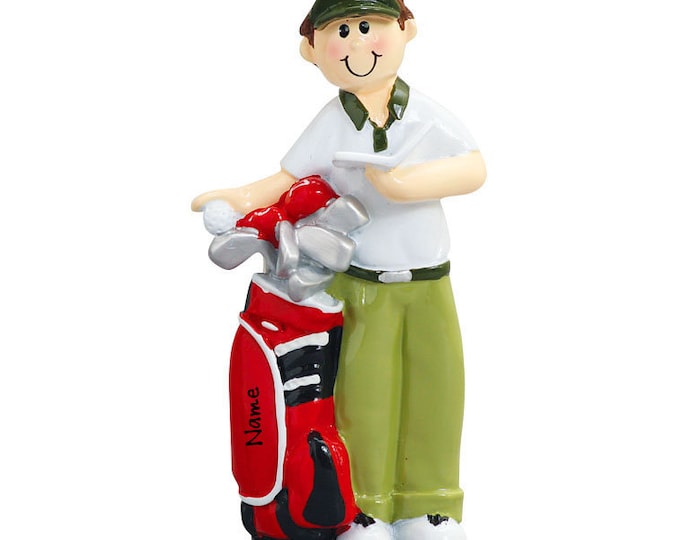 PGA Golf Bag Ornament / Personalized Golfer With Golf Bag / Golf Player Gift / Holiday Ornament With Name / Golf Decor / Christmas Ornament
