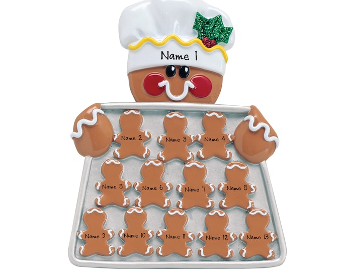 Family of 13 Gingerbread Baker Ornament - Family Christmas Ornament - Baking Cookies - Table Decoration - Personalized Gift For Grandparents