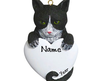 Black Tuxedo Cat Christmas Ornament - Tuxedo Cat Ornament - Cat Lover Gift - Custom Cat Memorial Ornament - Personalized Pet Loss Ornament