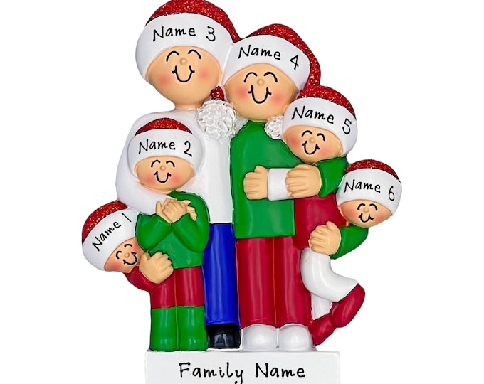 Grandparents Christmas Ornament - Family of 6 Christmas Ornament - Grandkids Gift For Grandparents - Custom Ornament From Grandchildren