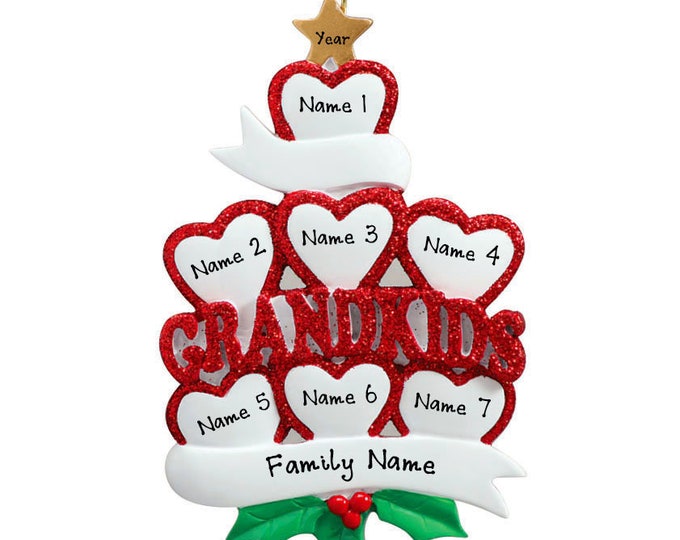 Grandparents Christmas Ornament - Grandparents With 7 Grandkids - Ornament From 7 Grandchildren - Grandparents Personalized Christmas Gift