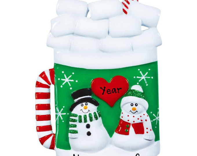 Marshmallow Mug Ornament - Custom Family Ornament - Gift For Grandparents - Hot Chocolate Mug - Family of 2 Ornament - Gift Idea For Couple