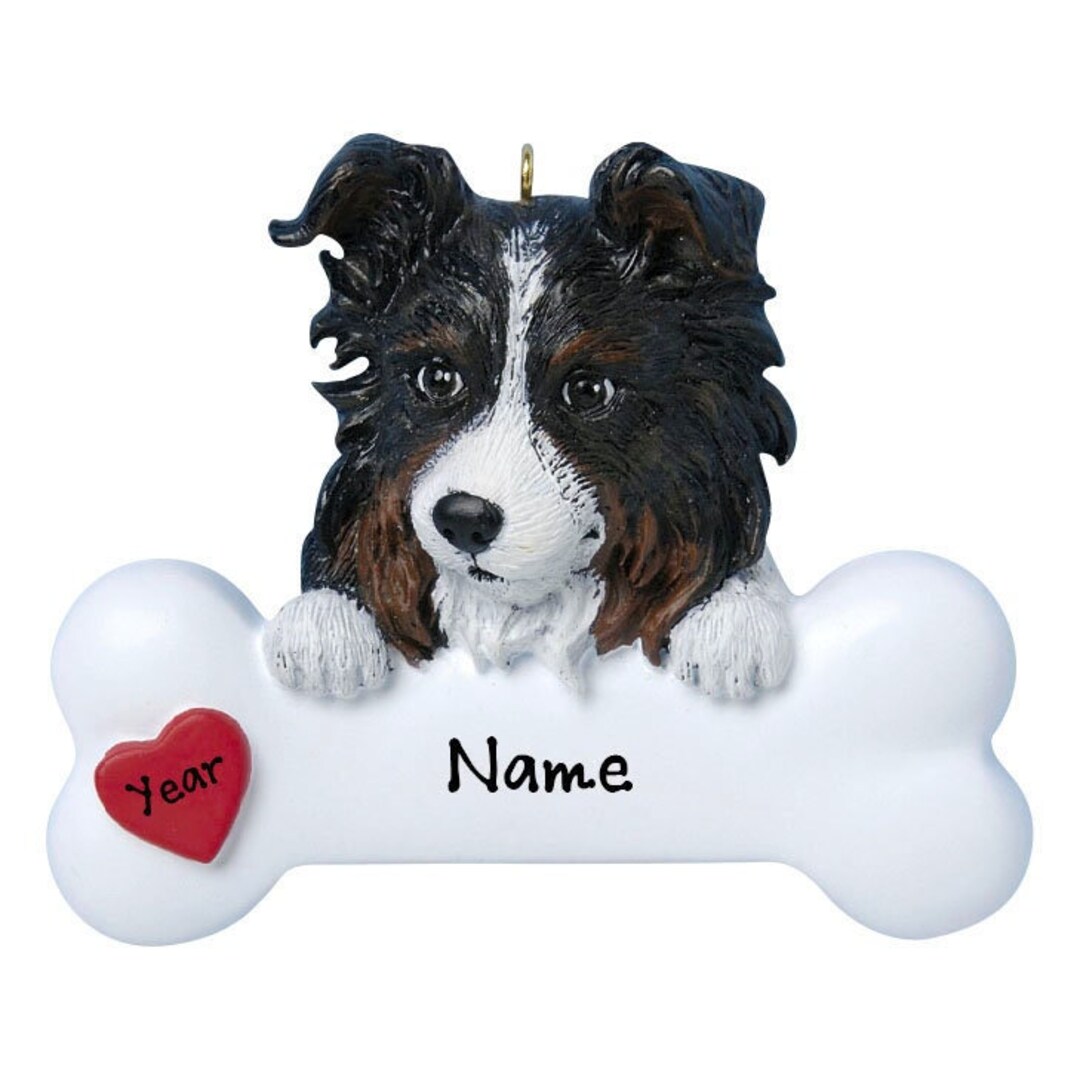 Australian Sheepdog Ornament Personalized 2023 Dog Bone Christmas