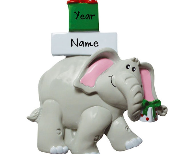 Elephant Christmas Ornament - Baby Elephant Ornament, Zoo Animal Ornament - Baby's First Christmas, Personalized Christmas Gift For Kids