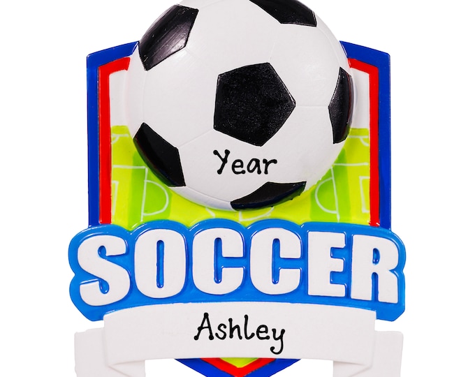 Personalized Soccer Christmas Ornament Gift for Soccer Player - Soccer Shield Ornament With Name - Soccer Fan  Gift - Soccer Player Gift