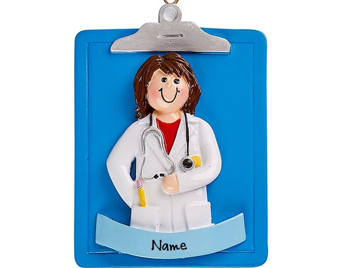 Essential Worker Ornament -  Personalized Female Doctor Ornament - Stethoscope Christmas Ornament - Front Line Hero Ornament - Doctor Gift