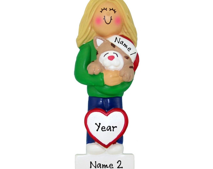 Cat Lover Ornament - Blonde Teenage Girl Holding Cat Ornament Personalized Gift For Cat Lover New Cat Owner Custom Cat Ornament Gift For Mom