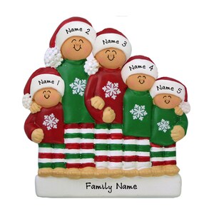 Pajama Family of 5 Personalized Ornament - Personalized Family of 5 Christmas Ornament - Christmas Pajamas Ornament With Family Names Gift