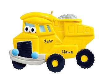 Dump Truck Ornament - Personalized Construction Worker Truck For Boys With Name - Toddler Custom Toy Truck Personalized Christmas Ornament