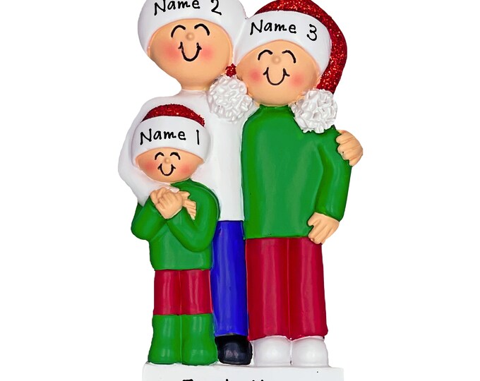 Grandparents Christmas Ornament - Family of 3 Christmas Ornament - Grandkids Gift For Grandparents - Custom Ornament From Grandchildren