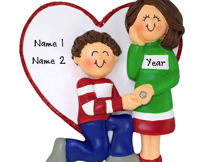 Engaged Ornament 2024 Engagement Ornament with Names Personalized Our First Christmas Engaged Gift for Couple Newly Engaged Gift for Her