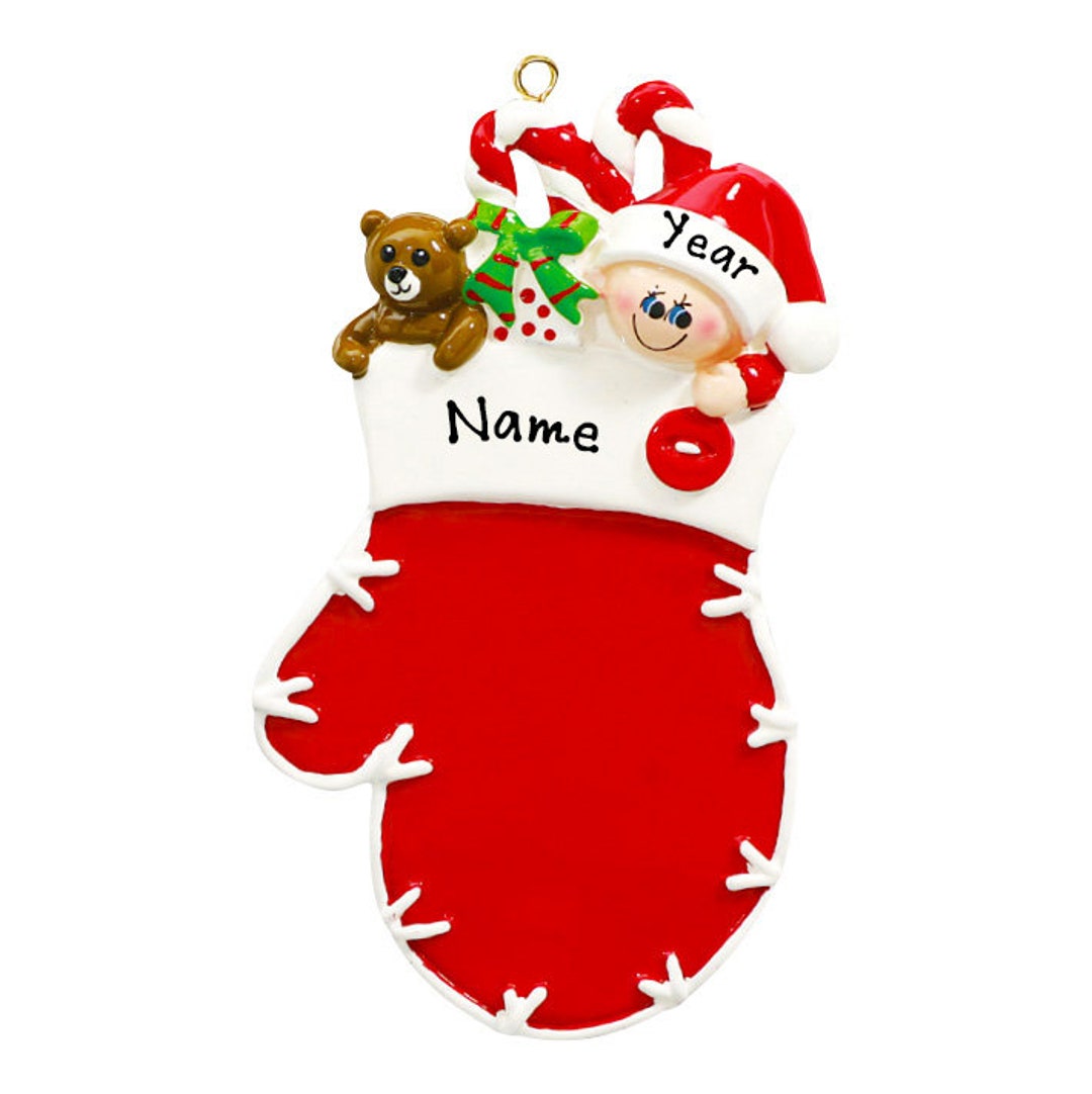 Baby Mitten Ornament Baby Red Mitten Christmas Ornament Etsy
