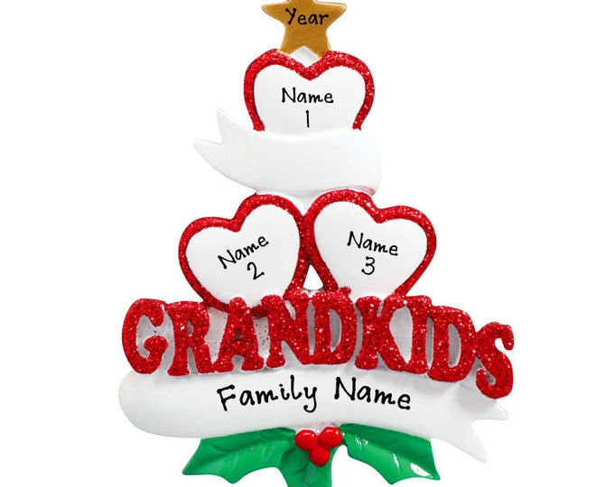Grandparents Christmas Ornament - Grandparents With 3 Grandkids - Ornament From 3 Grandchildren - Grandparents Personalized Christmas Gift