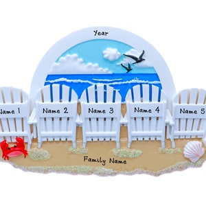 Personalized Beach Chair Ornament - Girl's Beach Trip - Family of 5 on Christmas Vacation - Trip To Beach Christmas Ornament, Nautical Décor image 5