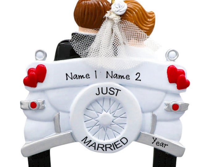Personalized Just Married Ornament - Wedding Car Ornament - Personalized Wedding Couple Christmas Ornament - 2025 First Christmas Married