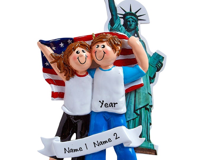 Couple Christmas Ornament - World Traveler Ornament, New York Vacation, I Love New York, 2025 Couple Christmas Ornament, Travel Couple Gift