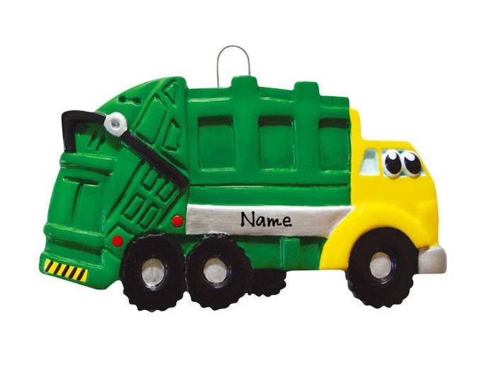 Personalized Garbage Truck Christmas Ornament - Custom Trash Truck Ornament For Kids, Boys, Girls, Toddlers - Sanitation Worker Gift