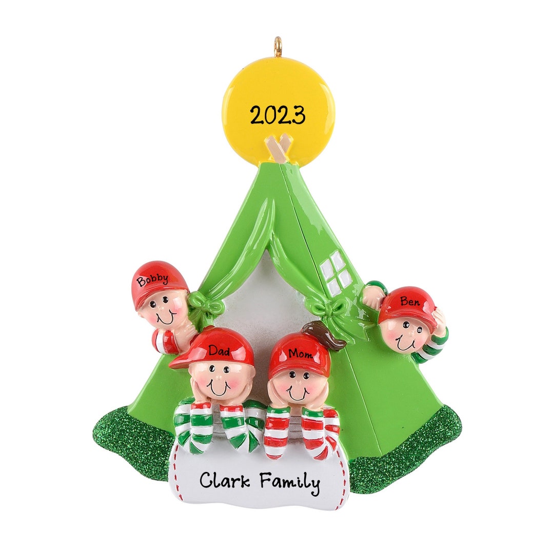 Personalized Camping Ornament Family of 4 Personalized Christmas