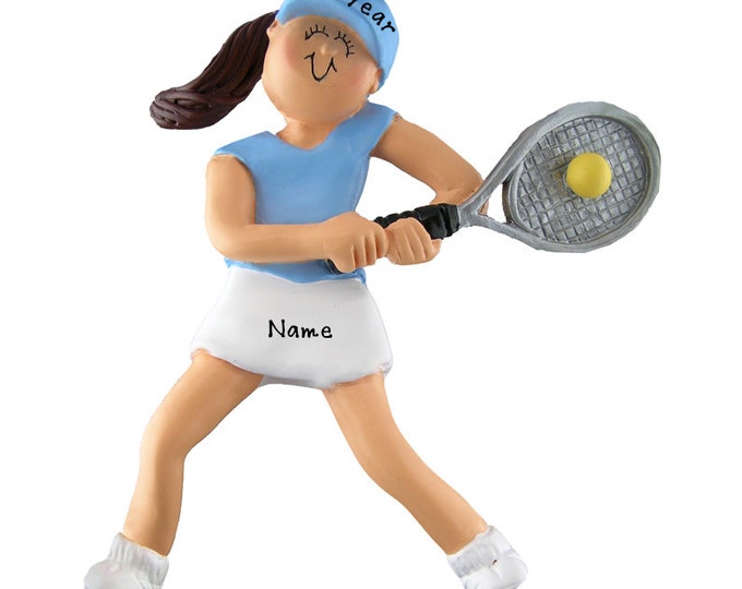 Personalized Tennis Player Ornament - Girl Tennis Player - Burnette Tennis Player - Custom Sports Ornament - Tennis Christmas Gift For Women