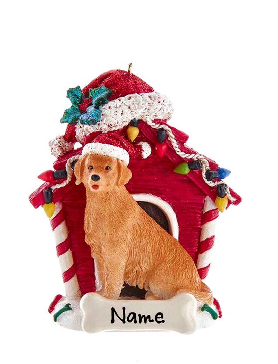 2023 Golden Retriever Dog Ornament Personalized, Custom Dog House