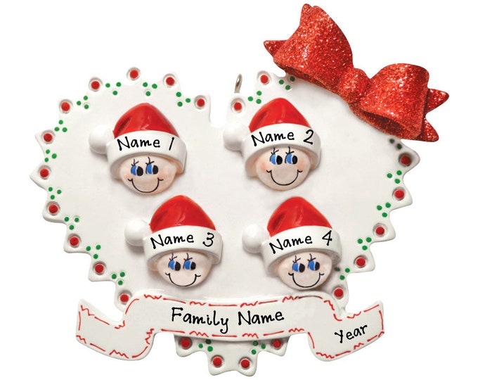 Grandparents Family Christmas Ornament Personalized 2024  - Our 4 Grandkids Christmas Ornament - Personalized Gift For Grandparents