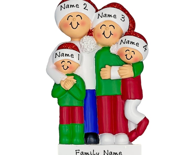 Grandparents Christmas Ornament - Family of 4 Christmas Ornament - Grandkids Gift For Grandparents - Custom Ornament From Grandchildren