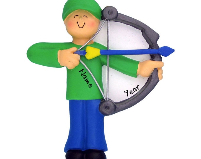 Personalized Boy Archery Ornament - Bow Hunter Christmas Ornament - Custom Bow and Arrow Ornament - Boys Archery Ornament - Archery Gift