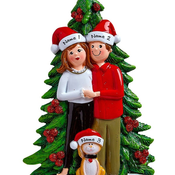 Personalized Couple With Cat - Our First Christmas Couple Ornament With Cat - Custom Cat Ornament With Couple 2023 Christmas Ornament Gift