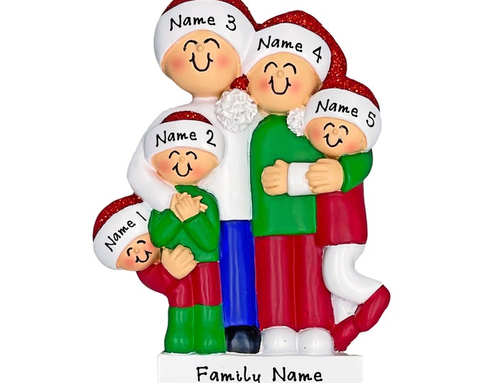 Grandparents Christmas Ornament - Family of 5 Christmas Ornament - Grandkids Gift For Grandparents - Custom Ornament From Grandchildren