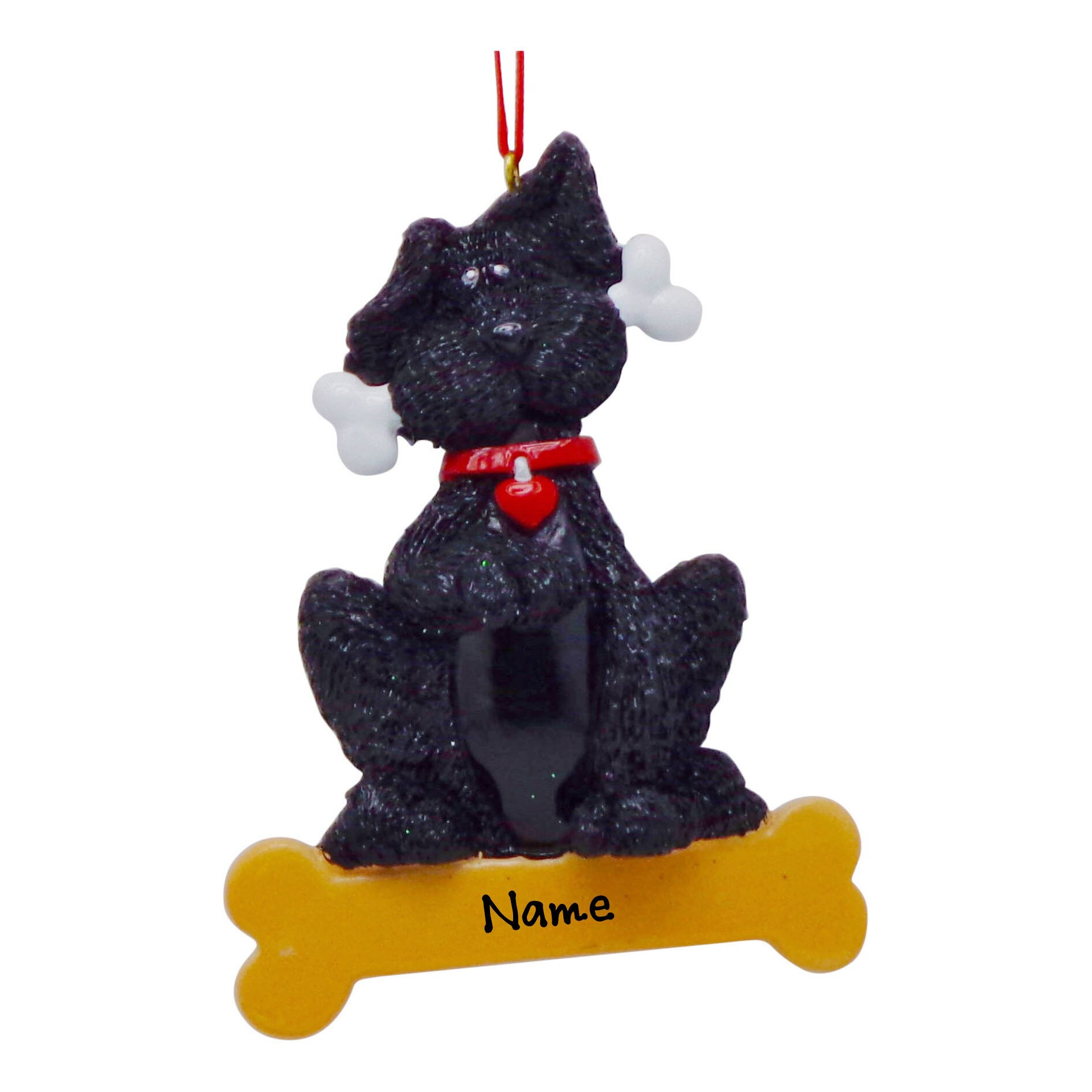 Black Dog Ornament / Custom Dog Ornament / Dog Bone Ornament / Etsy