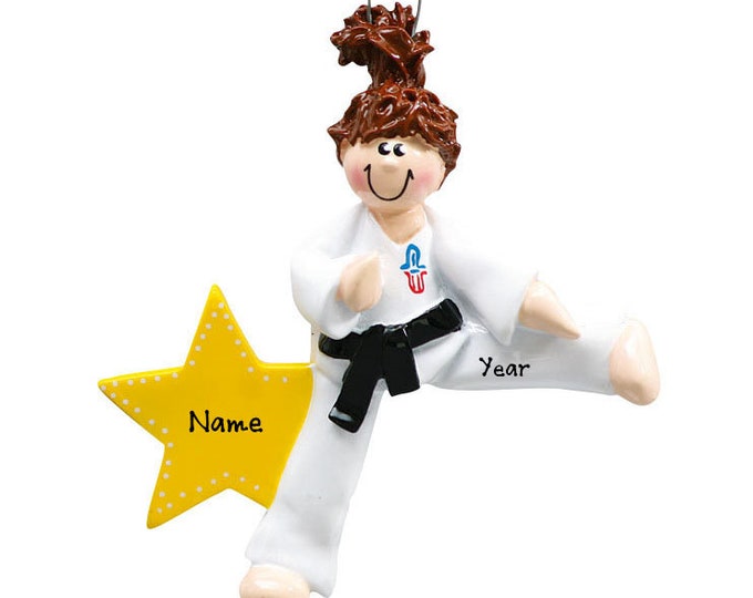 Karate Black Belt Ornament - Personalized Girl Karate Black Belt Christmas Ornament - Custom Martial Art Ornament - Gift for Karate Lover