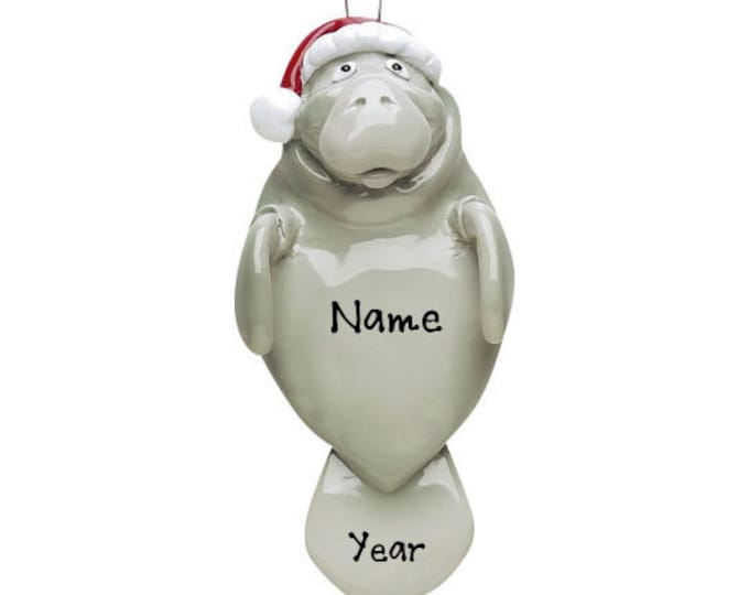 Manatee Ornament - Manatee Ornament With Name - Gift For Toddler Boy Girl That Loves Manatees - Personalized Manatee Christmas Ornament