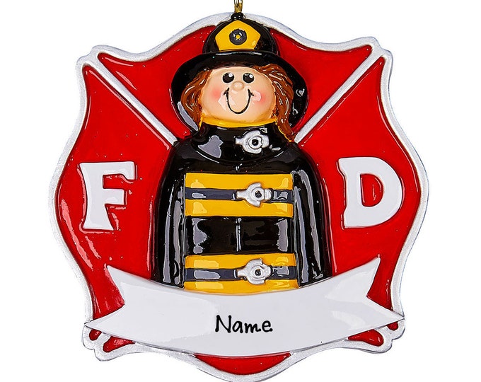 Firefighter Ornament - Personalized Female Firefighter First Responder Ornament - Firefighter Christmas Ornament - Custom Firefighter Gift