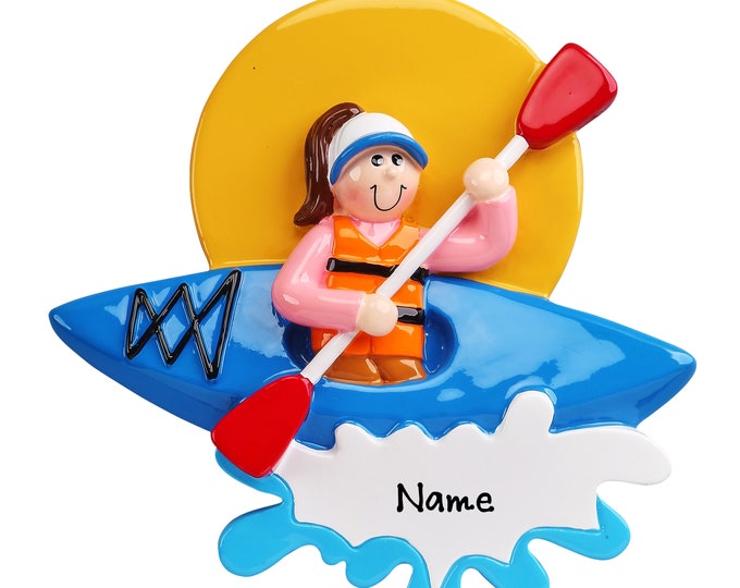 Personalized Kayaking Girl Christmas Ornament for Canoeing Enthusiasts - Custom Gift for Kayakers, Campers, and Lake Lovers Kayaker Ornament