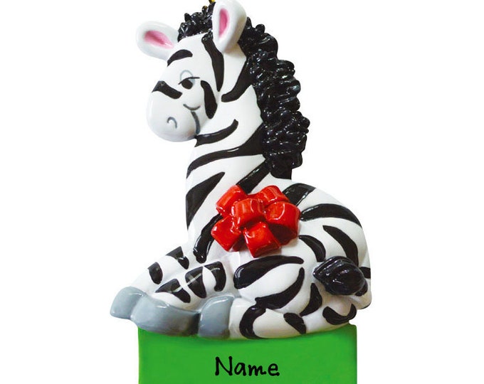 Zebra Christmas Ornament -  Custom Ornament For Toddler Children - Personalized Zoo Animal Ornament - Custom Ornament Personalized For Kids