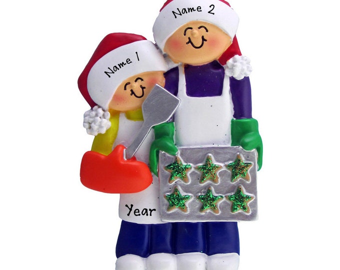 Baking Christmas Cookies - Family of 2 Baking Cookies, Couple Christmas Ornament, Gift For Couples, Baking Christmas Cookies, Baker Ornament