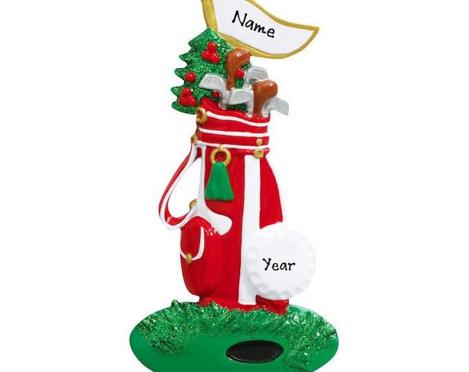 Golf Ornament - Personalized PGA Golf Bag Ornament - Irons & Golf Bag Christmas Ornament, Golf Gift For Dad Loves Golfing Ornament With Name