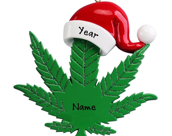 Marijuana Leaf Ornament - Stoner Chilling For Christmas - Pot Leaf Christmas Ornament - Cannabis Ornament -  Personalized Gift For Stoner