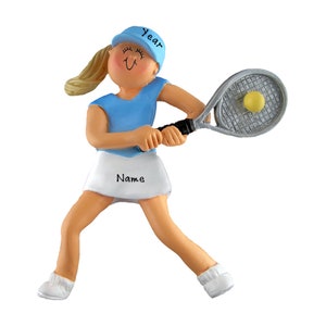 Personalized Tennis Player Ornament - Girl Tennis Player - Blonde Tennis Player - Custom Sports Ornament - Tennis Christmas Gift For Women