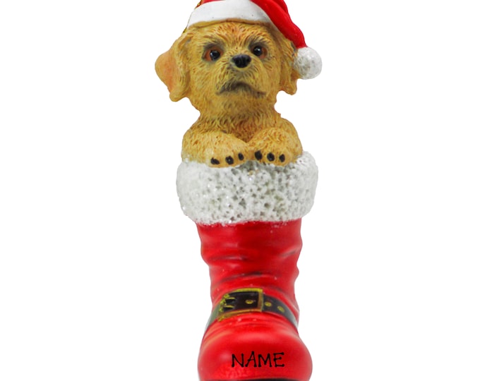Labradoodle Dog Ornament - New Christmas Puppy In Santa Boot Ornament, Pet Memorial Ornament - Dog Ornament Personalized 2025 - New Dog Mom