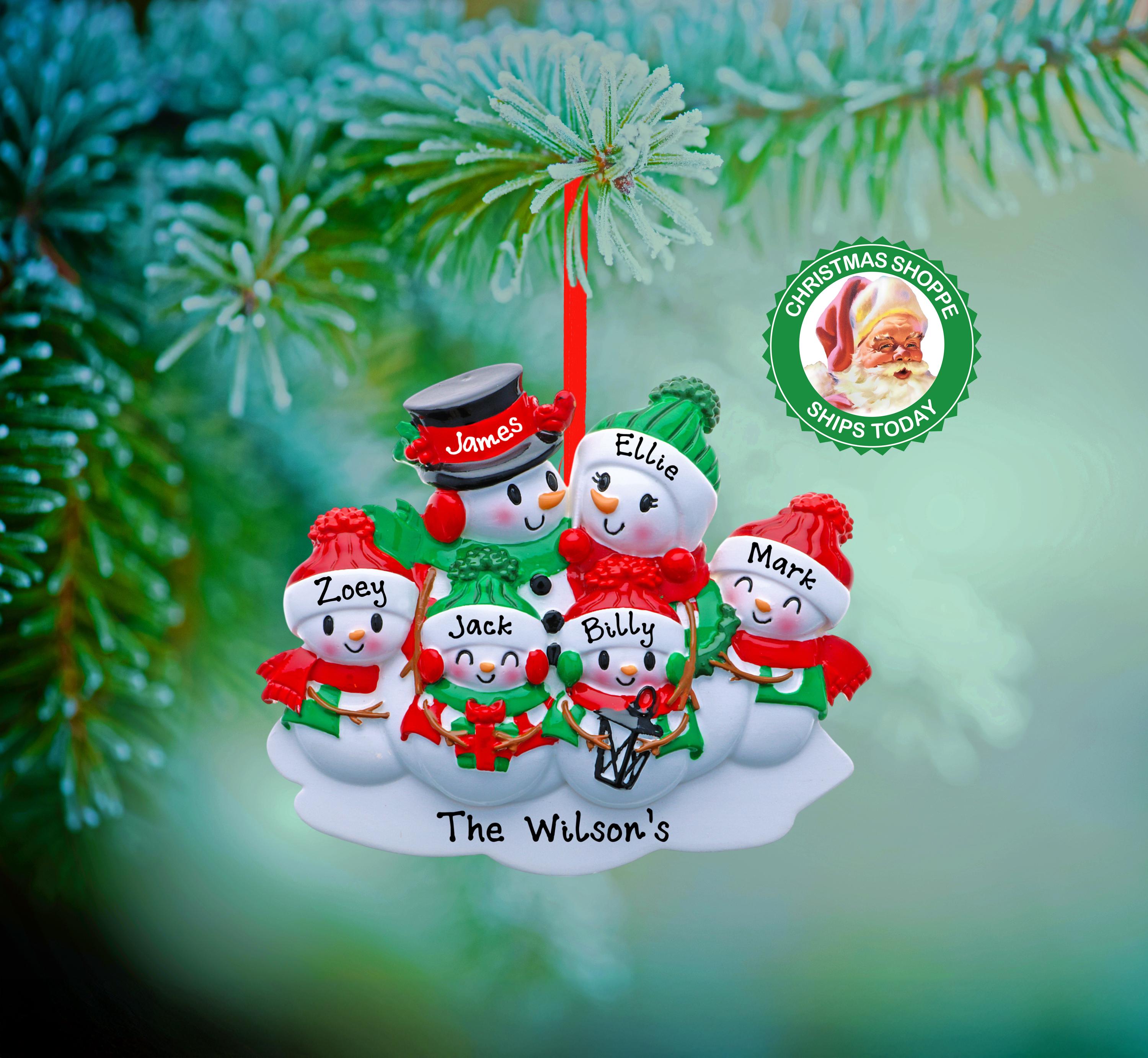 2026 Personalized Snowman Family of 6 Christmas Ornament – Customfamily ...