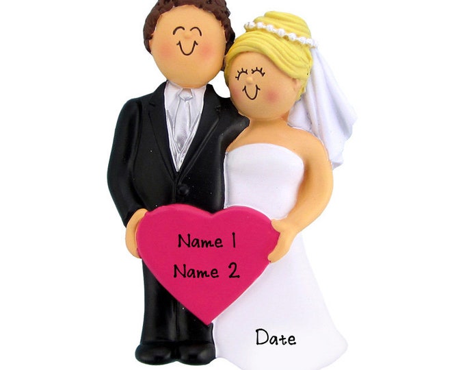Personalized Bride and Groom Ornament – Wedding Keepsake – Happy Newlyweds Ornament – Christmas Gift for Married Couple