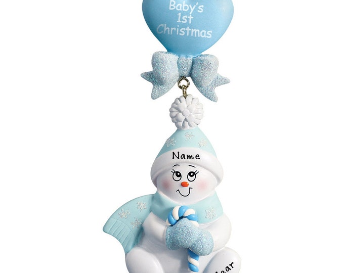 Baby's First Christmas Ornament - Personalized First Christmas Boy Ornament - Custom Snow Baby Boy Ornament 2025 - Baby Shower Gift For Mom