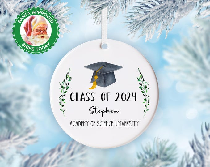Personalized Graduation Ornament, Class of 2025 - Custom School Graduation Ornament Gift, Graduation Gown Ornament, College Graduation Gifts
